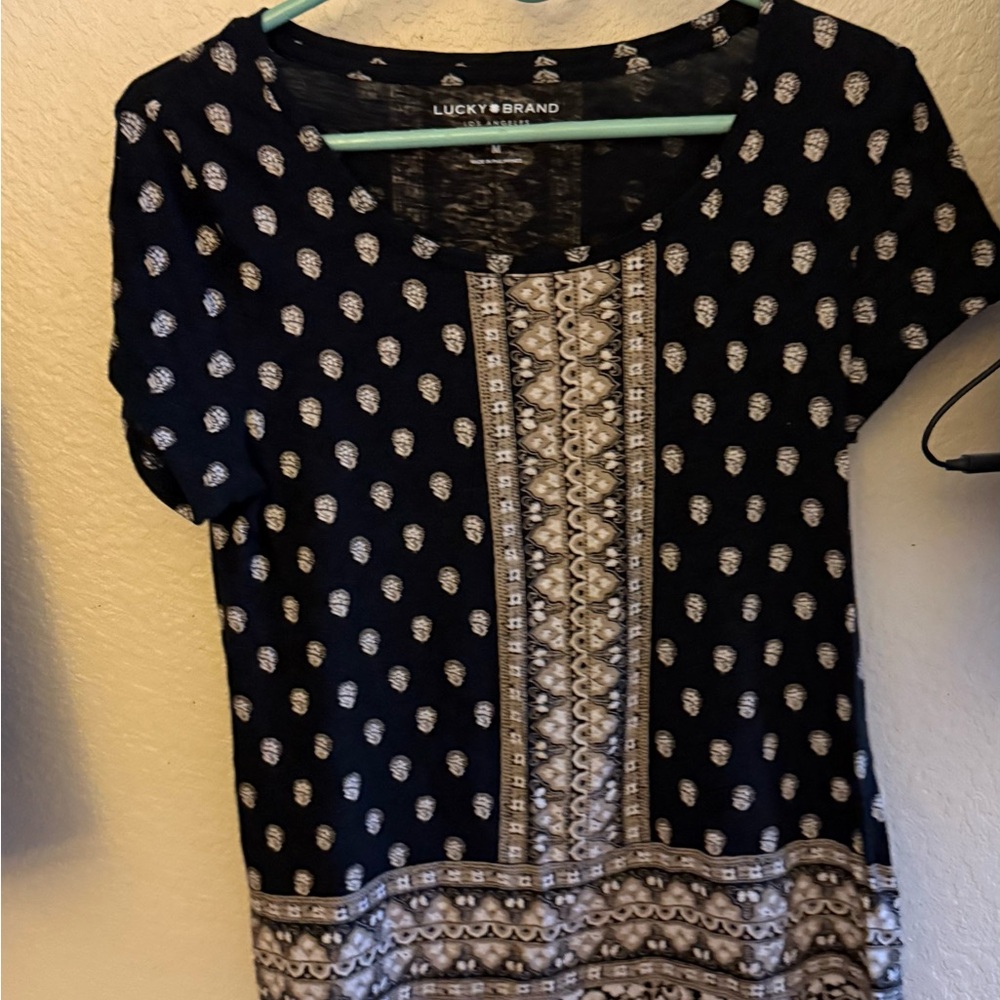Lucky Brand Black and White Patterned Tee